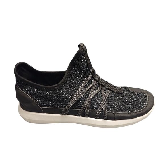 Sole Mates Sneaker Shoes Womens Size 9 Black Glitter Comfort Round Toe‎ Slip On - Picture 1 of 15